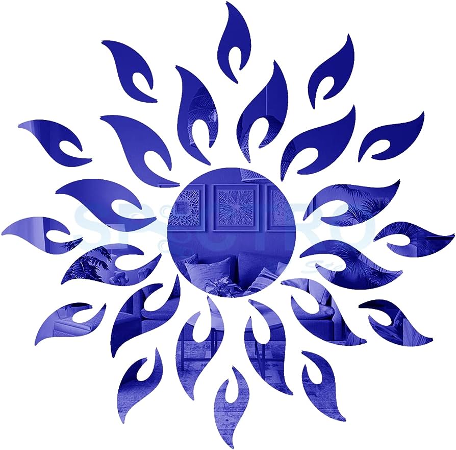 Blue Colour Sun Mirror Stickers For Decoration