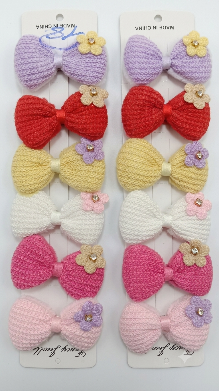 Bow Hair Clips-pack of 6