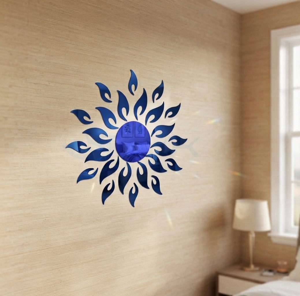 Blue Colour Sun Mirror Stickers For Decoration