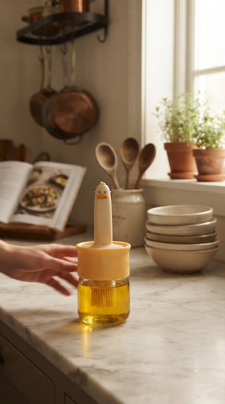 Cute Duck Design Oil Dispenser With Silicon Brush