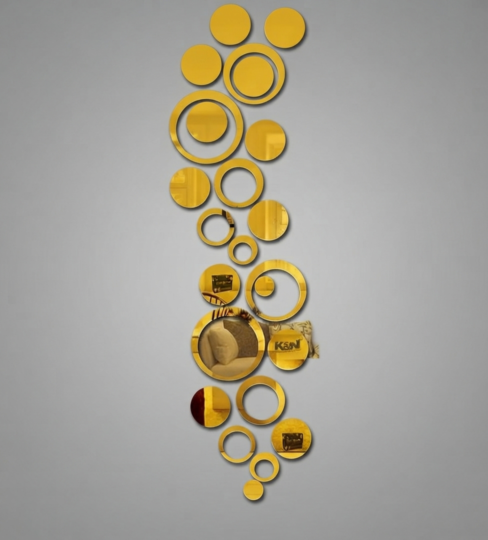 Golden Colour Ring Set Mirror Stickers For Decoration