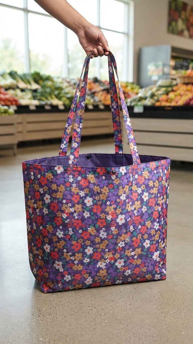 Foldable polyster shopping bag
